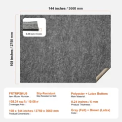 VEVOR - Slip-Resistant Rug Pad - Protective Cushioning Carpet Pad - 9' X 12' - 1/4"Thick - Dual Surface - Polyester Felt + Latex - Gray -Bedding Discounts GUEST 98f5c6f8 734a 4379 a01c f35a9d031ef2