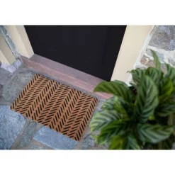 Fishbone Indoor/Outdoor Coir Doormat Black/Natural - Entryways -Bedding Discounts GUEST 9b1163d8 acf8 45be 91ec 3d70f43dd7a6