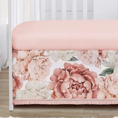 Sweet Jojo Designs Girl Baby Crib Bed Skirt Peony Floral Garden Pink And Ivory 2 Sweet Jojo Designs Girl Baby Crib Bed Skirt Peony Floral Garden Pink And Ivory - Image 2