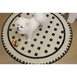 Zarkea® 39" X 39" Round Modern Abstract Mat, Black & White Geometric Pattern, Washable Microfiber Non-Slip Rug For Indoor/Outdoor Use -Bedding Discounts GUEST 9d7cb232 64dd 4cc9 95e0 3284698ac71c