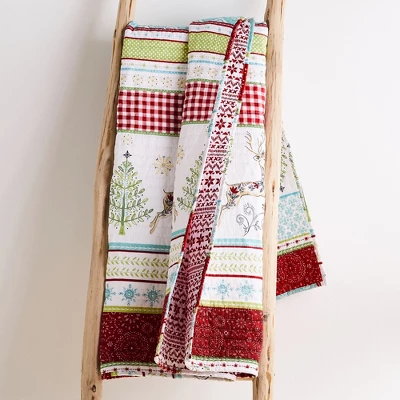 Comet & Cupid Holiday Quilted Throw Green - Merry & Bright 3 Comet & Cupid Holiday Quilted Throw Green - Merry & Bright - Image 3