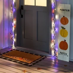 1'6"x2'6" Indoor/Outdoor Plaid Scatter Halloween Doormat Black/White - Hyde & EEK! Boutique™