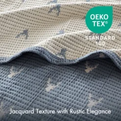 JUJABU 3-Piece Coverlet Set With Rustic Stag Head Design, Reversible Dual-Color Jacquard & Easy Machine Wash -Bedding Discounts GUEST a0e0e896 575e 43f4 b933 34ade1b4f5df