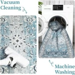 Vintage Floral Washable Runner Rug - Non-Slip Stain Resistant Kitchen & Bathroom Rug For Entrance, Laundry, Hallway, Bedroom -Bedding Discounts GUEST a226248f 0f19 45a6 bc55 b7249e9cbcc1