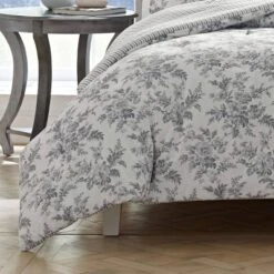 Laura Ashley Annalise Floral 100% Cotton Duvet Cover Bonus Set Gray -Bedding Discounts GUEST a2dd3757 463b 473a bfc6 81553b07fd1a