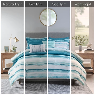 Gulches 8 Piece Printed Seersucker Comforter And Quilt Set Collection Aqua King/Cal King 3 Gulches 8 Piece Printed Seersucker Comforter And Quilt Set Collection Aqua King/Cal King - Image 3