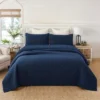 BAGOKIE Lightweight Navy Blue Diamond Quilt Set