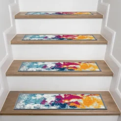 World Rug Gallery Modern Abstract Non-Slip Stair Treads -Bedding Discounts GUEST a537215f fad0 485f 8c7c f2d3281f416c