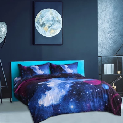 Unique Bargains 100% Polyester All-Season 3D Printed Galaxies Duvet Cover Sets 4 Pcs 2 Unique Bargains 100% Polyester All-Season 3D Printed Galaxies Duvet Cover Sets 4 Pcs - Image 2