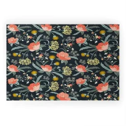 Heather Dutton Poppy Meadow Midnight Looped Vinyl Welcome Mat - Society6 -Bedding Discounts GUEST a7f2de60 0b18 4882 b618 22b425bba9dc