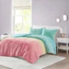 Mi Zone Twin/Twin XL Evie Ombre Shaggy Faux Fur Comforter Set Aqua: Twin Size Bedding For Teen Girls, Hypoallergenic