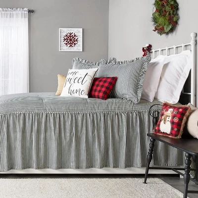 The Lakeside Collection Ticking Stripe Skirted Bedspread Ensemble - Full Bedspread 2 The Lakeside Collection Ticking Stripe Skirted Bedspread Ensemble - Full Bedspread - Image 2