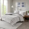 3pc Full/Queen Mason Stripe Print Knit Duvet Cover Set Gray