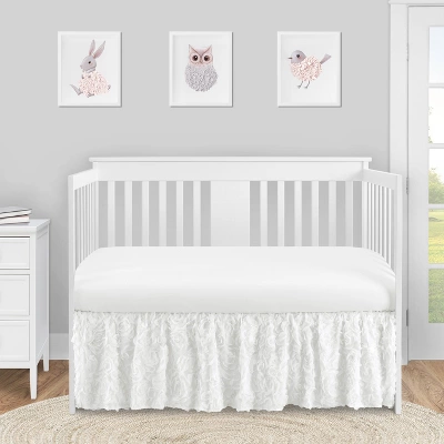 Sweet Jojo Designs Girl Baby Crib Bed Skirt Rose Collection Solid White 1 Sweet Jojo Designs Girl Baby Crib Bed Skirt Rose Collection Solid White