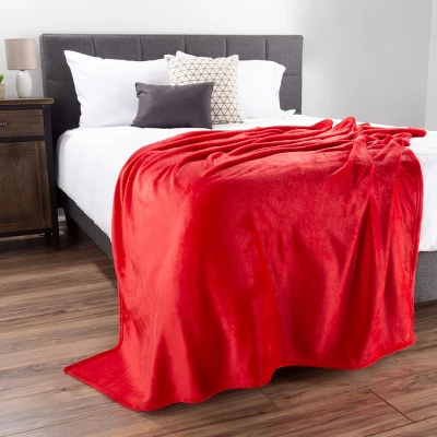 Flannel Fleece Throw Blanket- For Couch, Home Decor, Sofa & Chair- Oversized 60" X 70", Soft & Plush Microfiber In Crimson Red By Hastings Home 4 Flannel Fleece Throw Blanket- For Couch, Home Decor, Sofa & Chair- Oversized 60" X 70", Soft & Plush Microfiber In Crimson Red By Hastings Home - Image 4