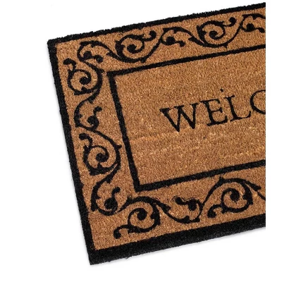 BirdRock Home Welcome Coir Doormat With Scroll Border - 18 X 30" 1 BirdRock Home Welcome Coir Doormat With Scroll Border - 18 X 30"