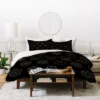 Black Florent Bodart Geo Circles Golden Duvet Cover - Deny Designs