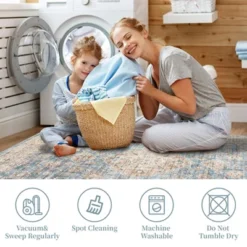 Non Slip Machine Washable Rugs 9x12 Area Rugs For Living Room Bedroom Soft Vintage Rugs Low Pile Large Carpet -Bedding Discounts GUEST ae448a27 d433 4341 8bca 5ec661fdb4bc