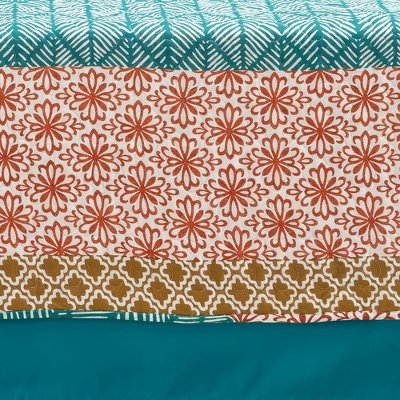 Twin Bohemian Stripe Quilted Daybed Cover Set Turquoise/Orange - Lush Décor 1 Twin Bohemian Stripe Quilted Daybed Cover Set Turquoise/Orange - Lush Décor