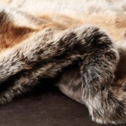 Hastings Home Premium Faux Marten Sable And Mink Fur Throw With Gift Box 60" X 70" - Amber/Pecan