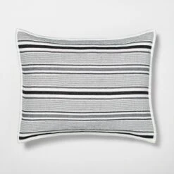 Textured Stripe Pillow Sham Dark Gray/Cream - Hearth & Hand™ With Magnolia -Bedding Discounts GUEST b0608181 3b6d 4688 8af4 76eb9e213a88