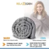 RELAX EDEN Adult Breatheable Cotton Weighted Blanket With Removable Navy Duvet Cover Made W/Polyester And Glass Beads