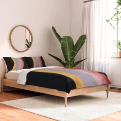 Deny Designs Emanuela Carratoni Retro Rainbow Comforter Bedding Set Black