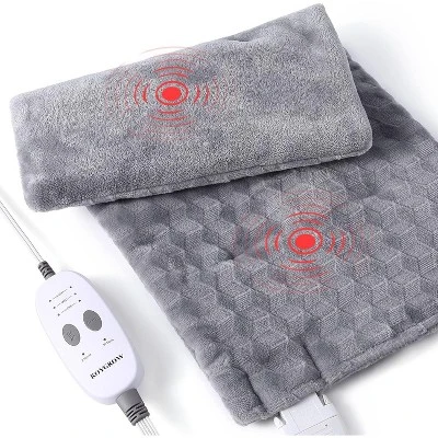Weighted Heating Pad With 2 Massagers, 5lb Electric Heat Pad For Back, Neck & Shoulders, 12"x24" Grey With 3 Heat Levels & 3 Massage Modes 6 Weighted Heating Pad With 2 Massagers, 5lb Electric Heat Pad For Back, Neck & Shoulders, 12"x24" Grey With 3 Heat Levels & 3 Massage Modes - Image 6