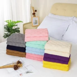 PiccoCasa 100% Cotton Knitted Soft Home Office Bed Blankets 1 Pc -Bedding Discounts GUEST b47074ac 5524 44b9 94e2 7b75b1952abc