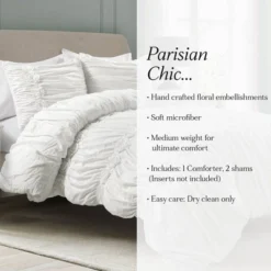 King 3pc Darla Comforter & Sham Set White - Lush Décor: OEKO-TEX Certified, Polyester Fill, Ruched Design -Bedding Discounts GUEST b6debcb6 dd40 4380 921b 6981cc70f0b7