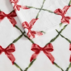 Martha Stewart 60"x70" Emmas Bow Throw Blanket White -Bedding Discounts GUEST b8649be9 e067 41f2 a496 549062b0579e