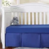 Everyday Kids Navy Blue Pleated Crib Skirt – 100% Cotton, Split Corners, 14" Drop, Fits Standard Cribs, Nursery Bedding For Boys And Girls