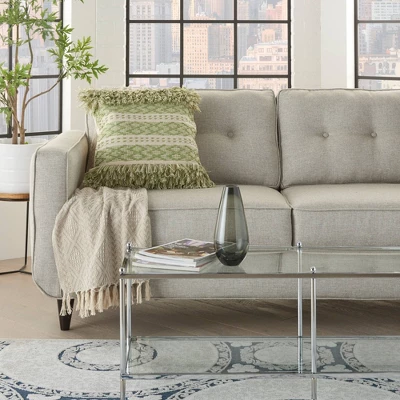 20"x20" Oversize Life Styles Criss Cross Stitched Square Throw Pillow - Mina Victory 4 20"x20" Oversize Life Styles Criss Cross Stitched Square Throw Pillow - Mina Victory - Image 4