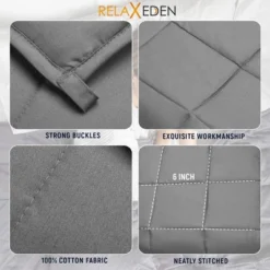RELAX EDEN Adult Breathable Cotton Weighted Blanket With Removable Grey Duvet Cover, 60 X 80 Inch, 20 Pounds, Made W/Polyester And Glass Beads, Grey -Bedding Discounts GUEST b9f4560e 283d 482a aa8b 865090d7b491