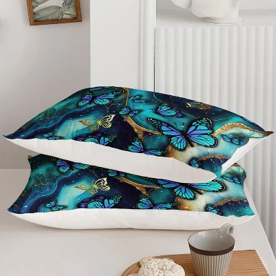 Boersma 3D Blue Butterflies Comforter Set Golden Full Comforter Set Set 1 Quilt And 2 Pillowcases All Season 5 Boersma 3D Blue Butterflies Comforter Set Golden Full Comforter Set Set 1 Quilt And 2 Pillowcases All Season - Image 5