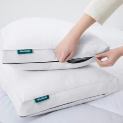 Downcle Adjustable Goose Feather And Down Bed Pillow With GRS Recycled Materials, Single-Pack -Bedding Discounts GUEST bdb101c3 583c 445d 83fc 4ac32e8e74a9