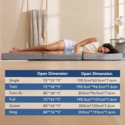 Dyonery 3 Inch Twin Size Folding Memory Foam Mattress, Fordable With Removable Cover Trifold Topper, For Guest, Dorm, Camping&Indoors, Gray -Bedding Discounts GUEST beb92ab6 a9e2 48d6 bf43 e597921f4d04