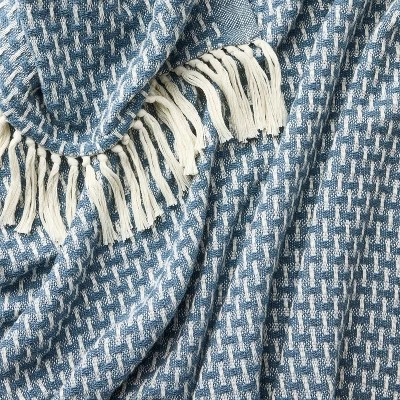 50"x60" Throw Woven Pattern Medium Blue/Cream - Threshold™ Designed With Studio McGee 2 50"x60" Throw Woven Pattern Medium Blue/Cream - Threshold™ Designed With Studio McGee - Image 2