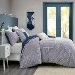 Bryce Full/Queen 5pc Cotton Rich Chambray Duvet Cover Set Indigo -Bedding Discounts GUEST bf3f2bbe fb24 405e b527 4d8c126ec1cc