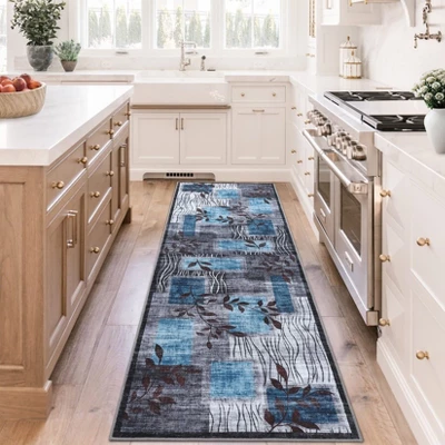TackView Kitchen Runner Rug, Modern Floral Runners Non-Slip Soft Foldable Carpet For Hallway Laundry Room 7 TackView Kitchen Runner Rug, Modern Floral Runners Non-Slip Soft Foldable Carpet For Hallway Laundry Room - Image 7