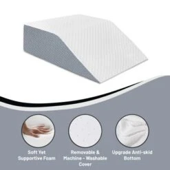 Continental Sleep, Leg Wege Elevation Pillow For Blood Circulation | Relieved & Recovers Foot And Ankle Injuries | Chic Jacquard Cover, 8”x16”x23”
