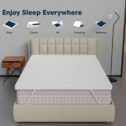 Continental Sleep, 1-Inch Medium Firm Mattress Toppers With Breathable Cover, Cooling Mattress Pad For Back Pain, Soft And Removable, White