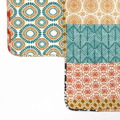 Twin Bohemian Stripe Quilted Daybed Cover Set Turquoise/Orange - Lush Décor 2 Twin Bohemian Stripe Quilted Daybed Cover Set Turquoise/Orange - Lush Décor - Image 2