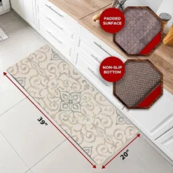 39" X 20" PVC Rustic Medallion Anti-Fatigue Kitchen Floor Mat - J&V Textiles