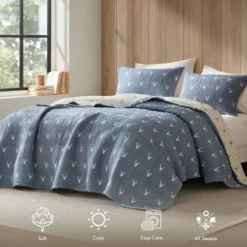 JUJABU 3-Piece Coverlet Set With Rustic Stag Head Design, Reversible Dual-Color Jacquard & Easy Machine Wash -Bedding Discounts GUEST c7310ed3 3124 42db b080 78ecfa19e69f