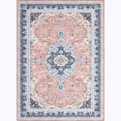 Area Rug,Rugs For Living Room,Washable Vintage Rug,Non-Slip Low Pile Throw Soft Rugs With Rubber Backing,Washable Rugs,Kitchen Rugs