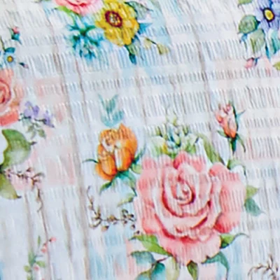 Collections Etc Juliana Watercolor Pastel Floral Plissé Bedspread 2 Collections Etc Juliana Watercolor Pastel Floral Plissé Bedspread - Image 2