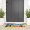 Lunetricotee Garden With Sea View And Olive Tree Looped Vinyl Welcome Mat - Society6