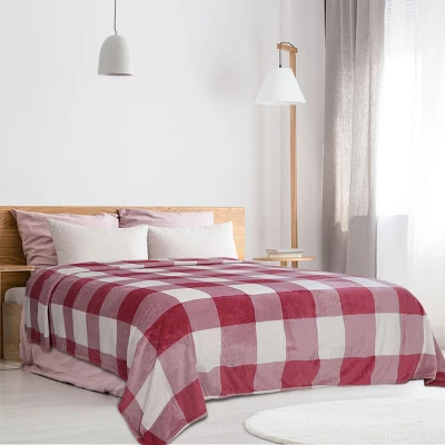 1 Pc 100% Microfiber Polyester Plaid Buffalo Checker Soft Fleece Sleeping Bed Blankets - PiccoCasa 3 1 Pc 100% Microfiber Polyester Plaid Buffalo Checker Soft Fleece Sleeping Bed Blankets - PiccoCasa - Image 3