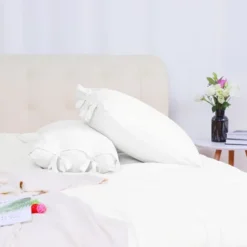 PiccoCasa Washed Cotton Solid With Bowknot Closure Design Duvet Cover Sets 3 Pcs With 2 Pillowcases Queen White -Bedding Discounts GUEST c94404bd 8637 4b27 bbd9 46768924fefb